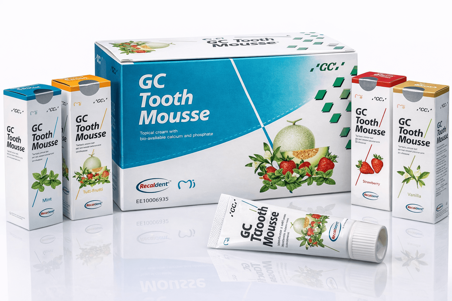 GC Tooth Mousse ассортимент, упаковка EE