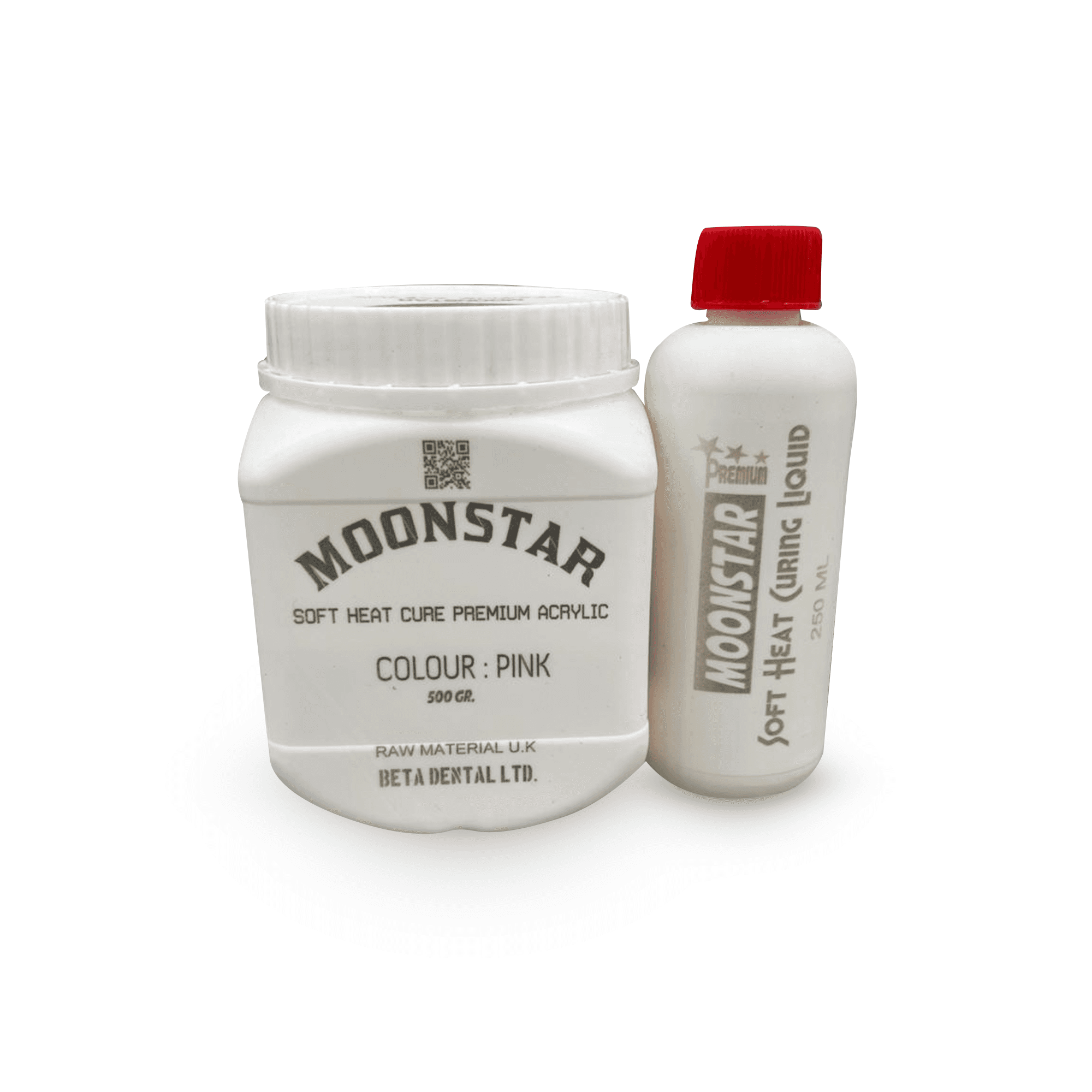 Акриловая пластмасса горячей полимеризации Moonstar, розовая / 1000 г