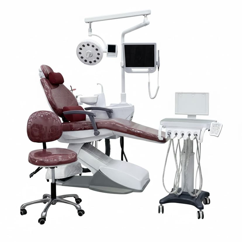Keju Stomatoloji kreslo Ağ rəngli,monitor,oral kamera sistemi,led müalicəvi işıq,skaler,916 tabure,916 LED lampa RƏNGLƏR: KJ31