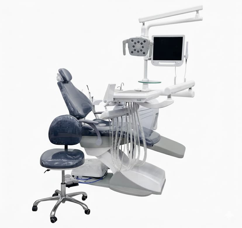 Keju Stomatoloji kreslo Ağ rəng. LED müalicə işığı ilə, skaler oral kamera sistemi, led lampa ilə, elektrik motorlu RƏNGLƏR: KJ49